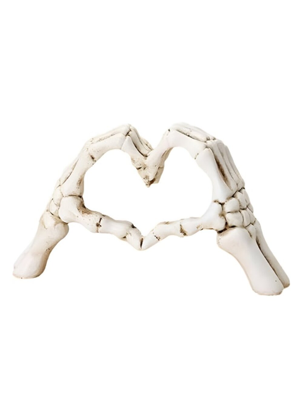 White Halloween Heart Hands Sculpture, Resin Abstract Skeleton Statue Love